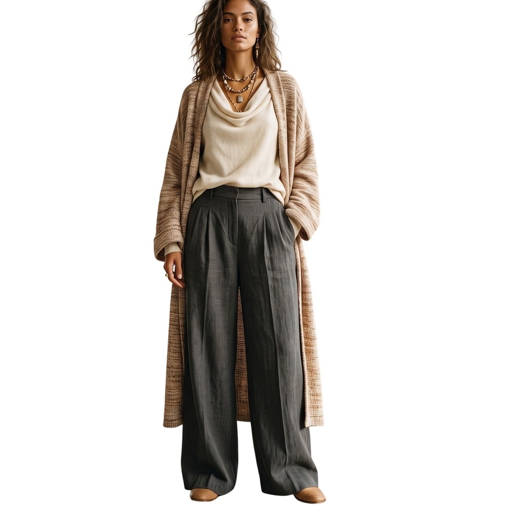 MADEWELL Harlow Wide-Leg Pants sz. 6 Charcoal Black Pleated High Rise Trousers